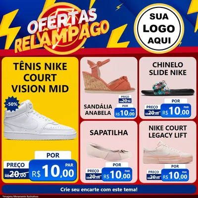 Modelo de Rede Social para Feed Facebook com o tema Ofertas Relâmpago para Calçados