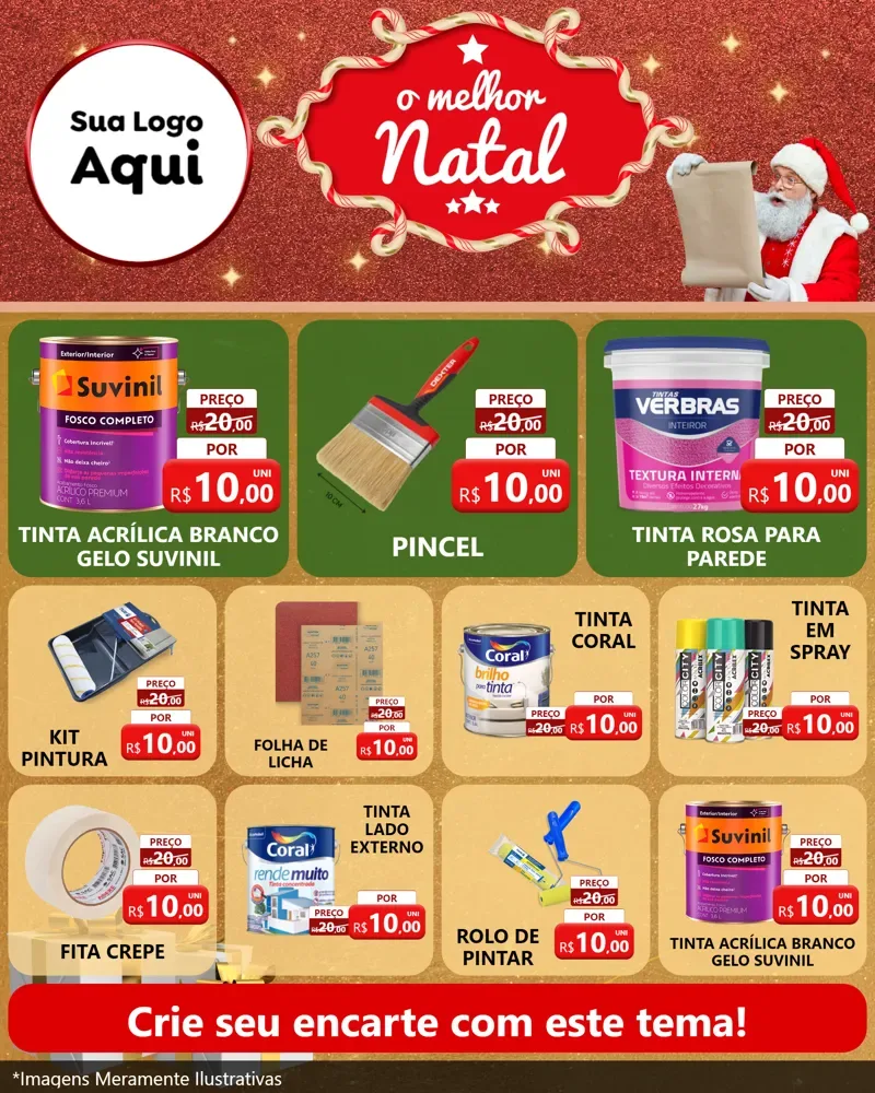 Modelo de Rede Social para Feed Instagram com o tema O Melhor Natal para Tintas e Ferramentas