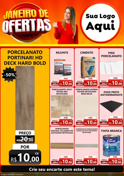 Modelo de Encarte para Encarte A4 Vertical com o tema Janeiro de Ofertas para Pisos e revestimentos