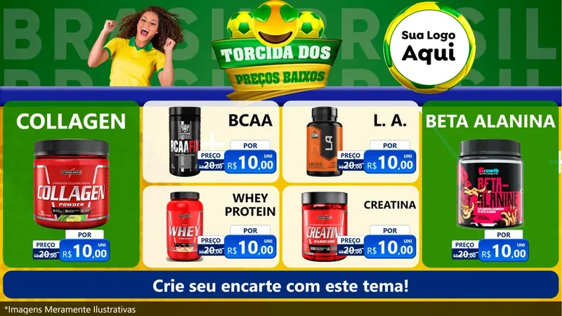 Modelo de TV para TV Horizontal com o tema Torcida dos Preços Baixos - Copa para Suplementos alimentares