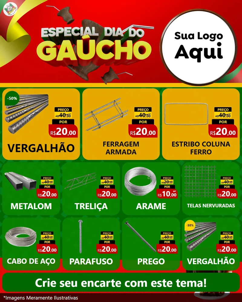 Modelo de Rede Social para Feed Instagram com o tema Especial Dia do Gaúcho para Ferragens