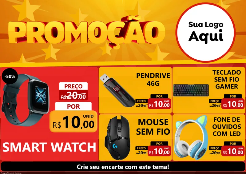 Modelo de Encarte para Encarte A4 Horizontal com o tema Promoção para Informática