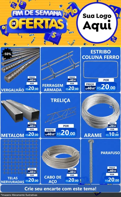 Modelo de Encarte para Encarte Grande com o tema Fim de Semana de Ofertas para Ferragens