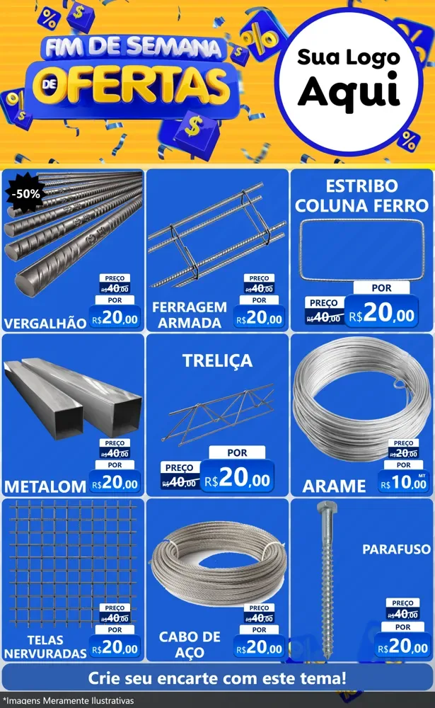 Modelo de Encarte para Encarte Grande com o tema Fim de Semana de Ofertas para Ferragens