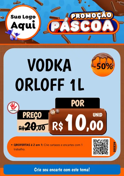 Modelo de Cartaz para Cartaz A4 Vertical com o tema Promoção Páscoa para Distribuidora de bebidas