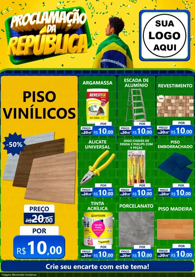 Modelo de Encarte para Encarte A4 Vertical com o tema Proclamação da República para Material para Construção