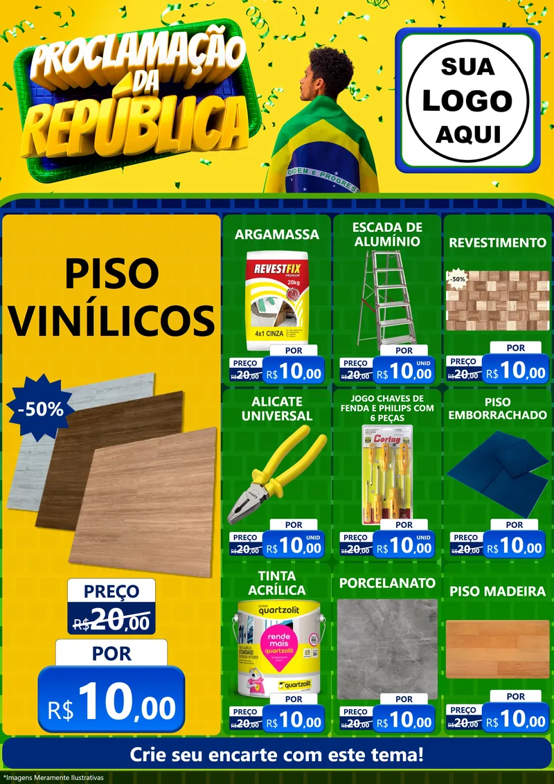 Modelo de Encarte para Encarte A4 Vertical com o tema Proclamação da República para Material para Construção