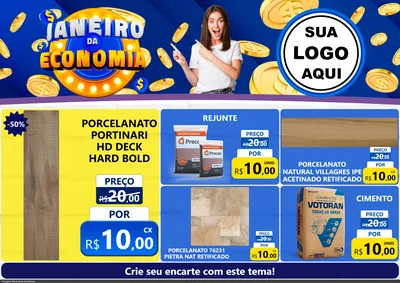 Modelo de Encarte para Encarte A4 Horizontal com o tema Janeiro da Economia para Pisos e revestimentos