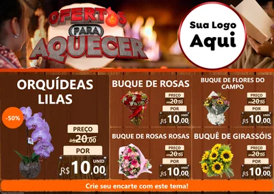 Modelo de Encarte para Encarte A4 Horizontal com o tema Ofertas Para Aquecer para Floricultura e jardim