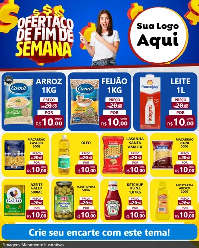 Modelo de Rede Social para Feed Instagram com o tema Ofertaço de Fim de Semana para Supermercado