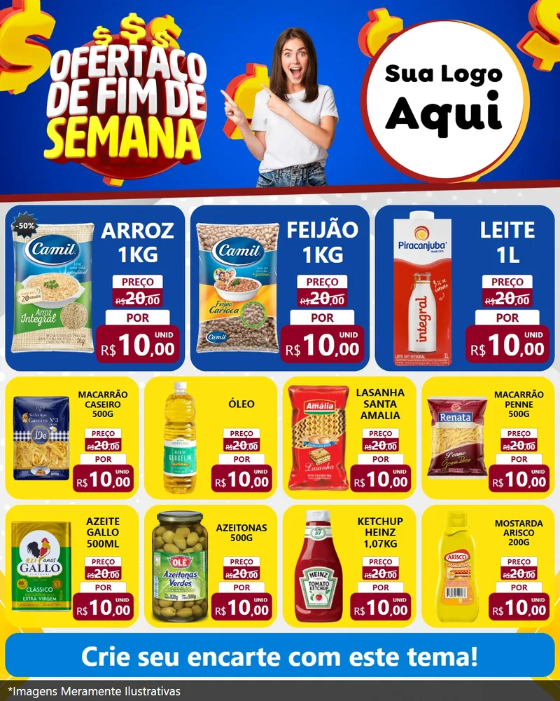 Modelo de Rede Social para Feed Instagram com o tema Ofertaço de Fim de Semana para Supermercado