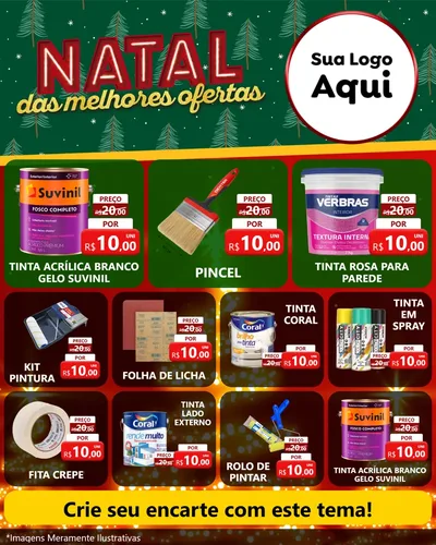 Modelo de Rede Social para Feed Instagram com o tema Natal das Melhores Ofertas para Tintas e Ferramentas
