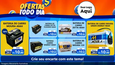 Modelo de TV para TV Horizontal com o tema Ofertas Todo Dia para Baterias Elétricas