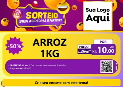 Modelo de Cartaz para Cartaz A4 Horizontal com o tema Sorteio para Supermercado