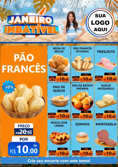 Modelo de Encarte para Encarte A4 Vertical com o tema Janeiro Imbatível para Padaria