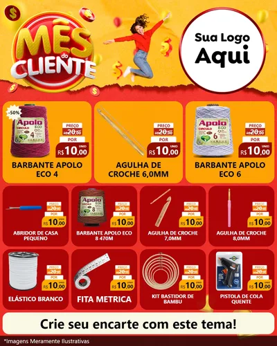 Modelo de Rede Social para Feed Instagram com o tema Mês do Cliente para Armarinho e Aviamentos
