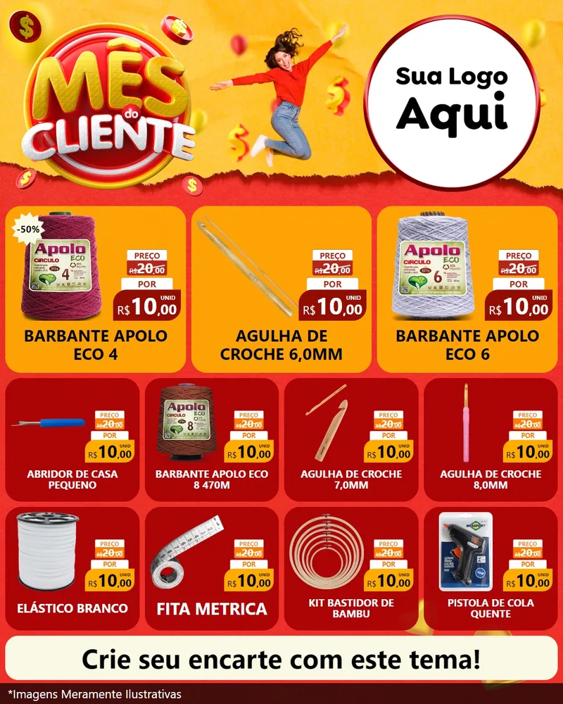 Modelo de Rede Social para Feed Instagram com o tema Mês do Cliente para Armarinho e Aviamentos