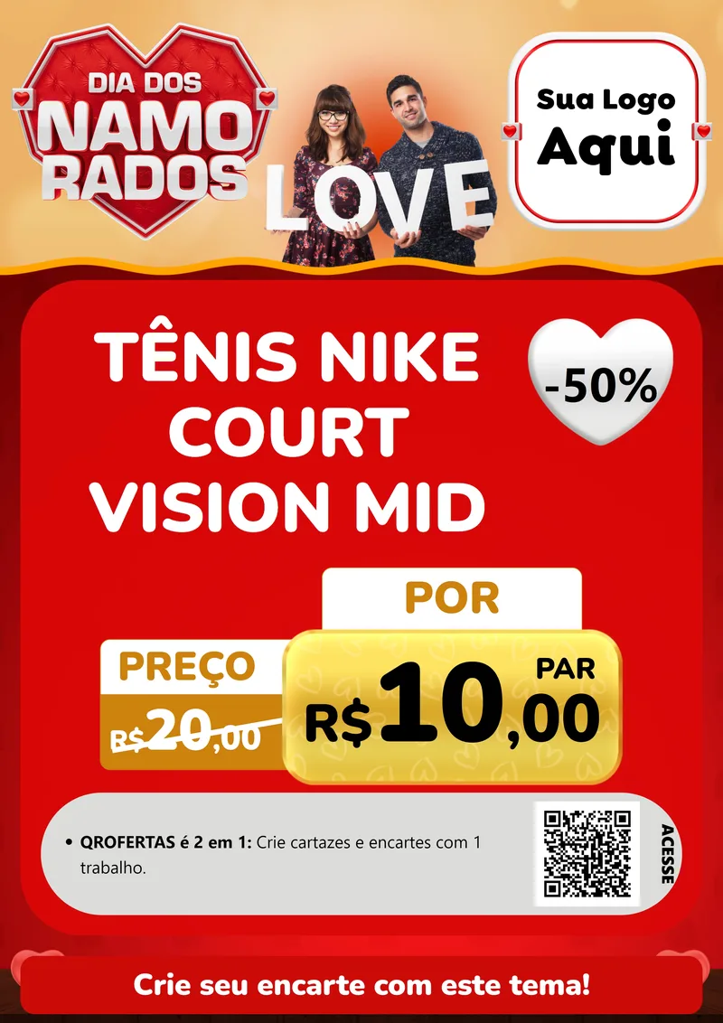 Modelo de Cartaz para Cartaz A4 Vertical com o tema Dia dos Namorados para Calçados