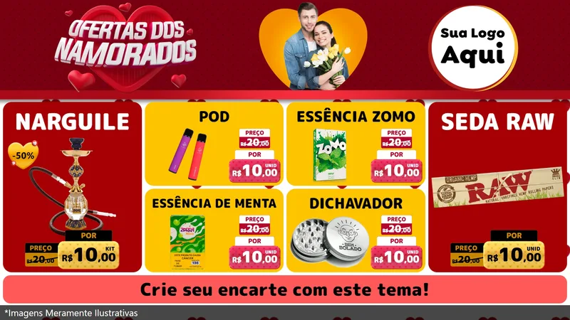 Modelo de TV para TV Horizontal com o tema Ofertas Dos Namorados para Tabacaria