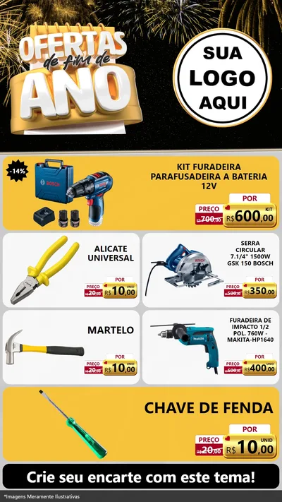 Modelo de TV para TV Vertical com o tema Ofertas de Fim de Ano para Maquinas e Ferramentas