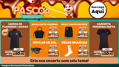 Modelo de TV para TV Horizontal com o tema Páscoa Fantástica para Roupas e acessórios