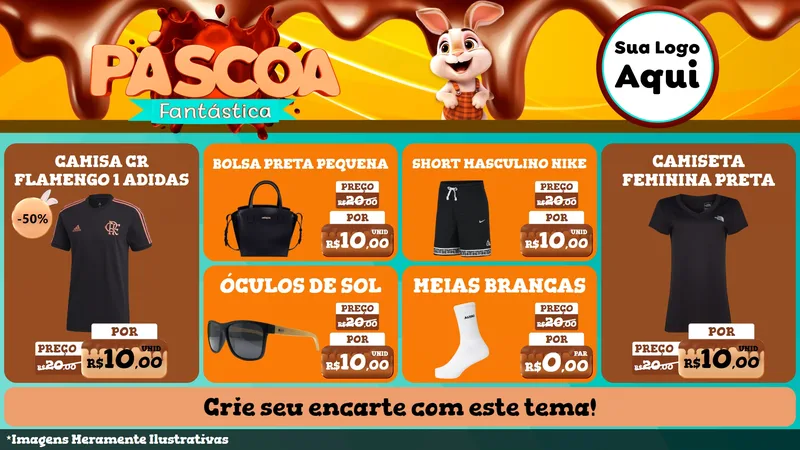 Modelo de TV para TV Horizontal com o tema Páscoa Fantástica para Roupas e acessórios