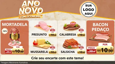 Modelo de TV para TV Horizontal com o tema Ano Novo Com Economia para Frios e Laticínios