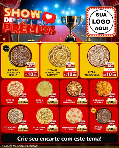 Modelo de Rede Social para Feed Instagram com o tema Show de Prêmios para Pizzaria