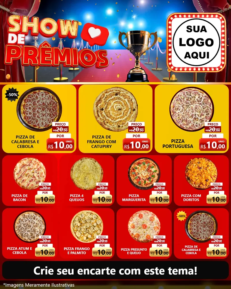 Modelo de Rede Social para Feed Instagram com o tema Show de Prêmios para Pizzaria
