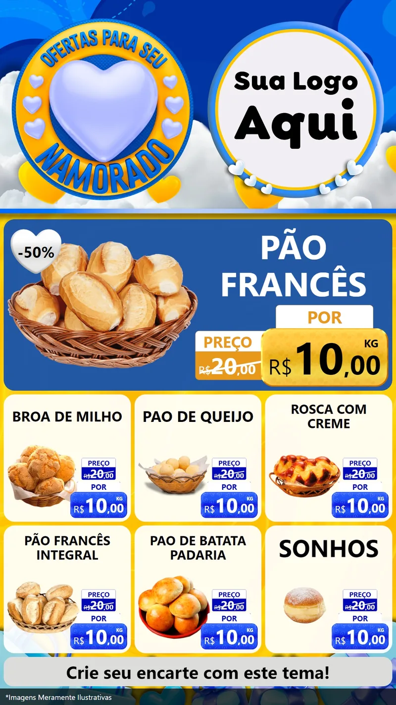 Modelo de Rede Social para Stories com o tema Ofertas Para Seu Namorado para Padaria