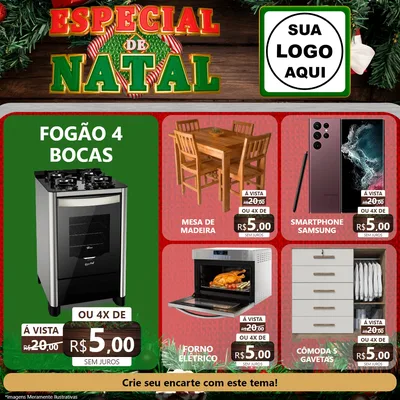 Modelo de Rede Social para Feed Facebook com o tema Especial de Natal para Móveis e Eletro