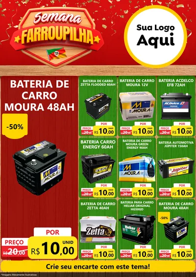 Modelo de Encarte para Encarte A4 Vertical com o tema Semana Farroupilha para Baterias Elétricas