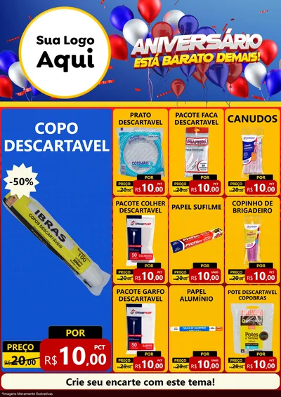 Modelo de Encarte para Encarte A4 Vertical com o tema Aniversário para Embalagens