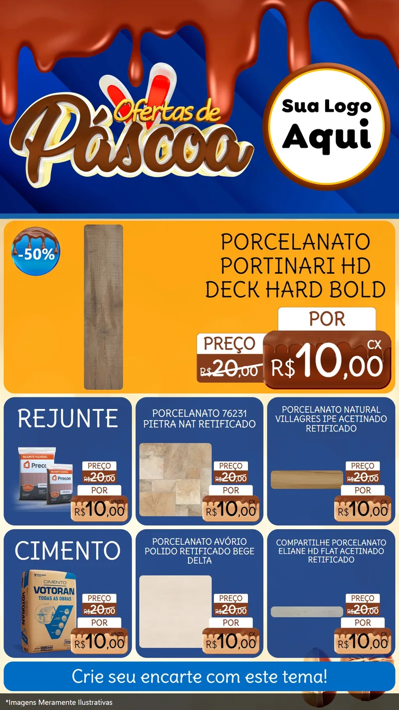 Modelo de Rede Social para Stories com o tema Ofertas de Páscoa para Pisos e revestimentos