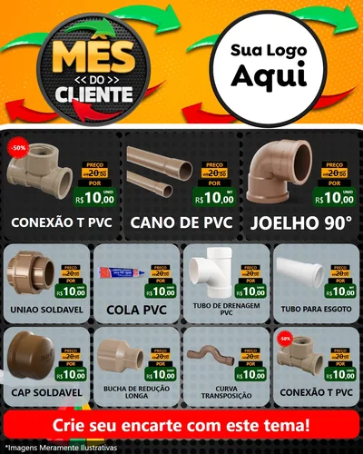 Modelo de Rede Social para Feed Instagram com o tema Mês do Cliente para Tubos e conexões