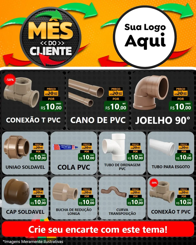 Modelo de Rede Social para Feed Instagram com o tema Mês do Cliente para Tubos e conexões
