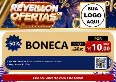 Modelo de Cartaz para Cartaz A4 Horizontal com o tema Réveillon de Ofertas para Brinquedos