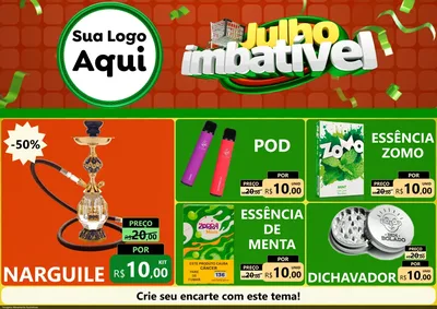 Modelo de Encarte para Encarte A4 Horizontal com o tema Julho Imbatível para Tabacaria