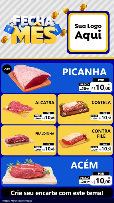 Modelo de TV para TV Vertical com o tema Fecha Mês para Açougue