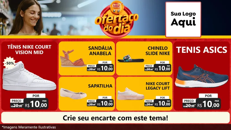 Modelo de TV para TV Horizontal com o tema Ofertaço Do Dia para Calçados