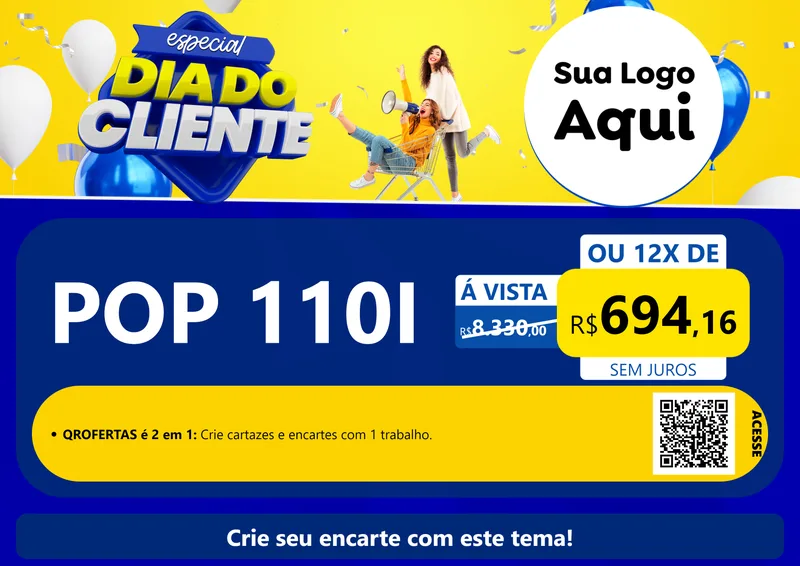 Modelo de Cartaz para Cartaz A4 Horizontal com o tema Especial Dia do Cliente para Concessionaria de Motos