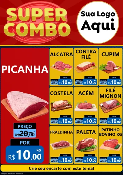 Modelo de Encarte para Encarte A4 Vertical com o tema Super Combo para Açougue
