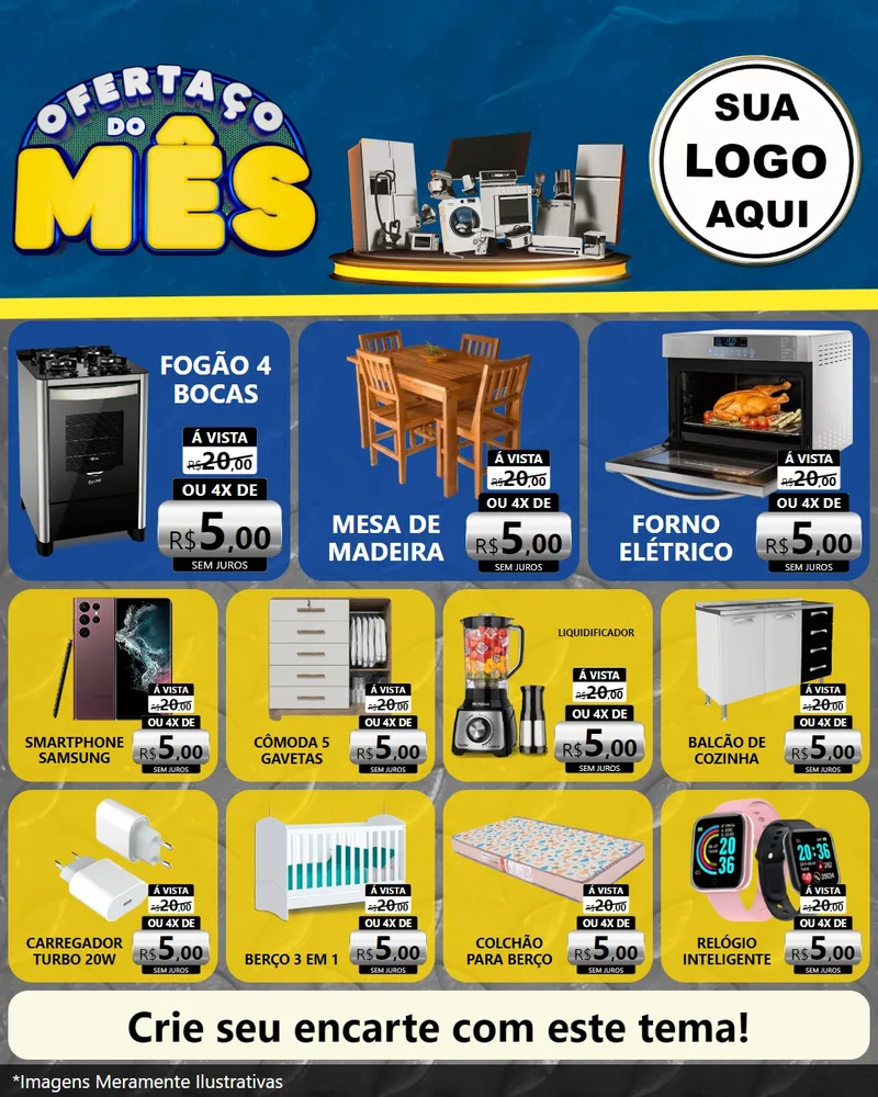 Modelo de Rede Social para Feed Instagram com o tema Ofertaço do Mês - Móveis e Eletro para Móveis e Eletro