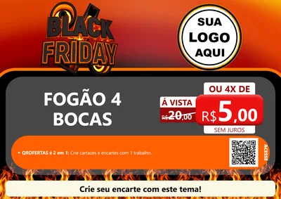 Modelo de Cartaz para Cartaz A4 Horizontal com o tema Black Friday para Móveis e Eletro
