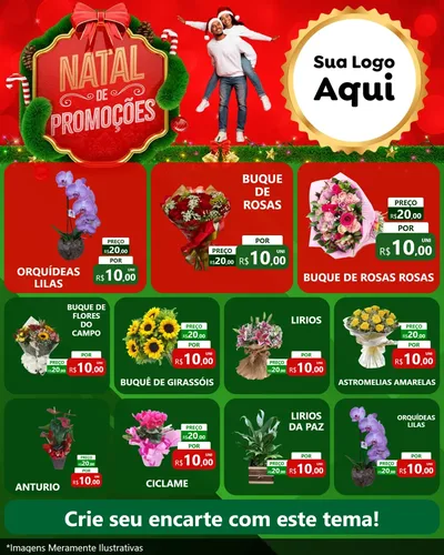 Modelo de Rede Social para Feed Instagram com o tema Natal de Promoções para Floricultura e jardim