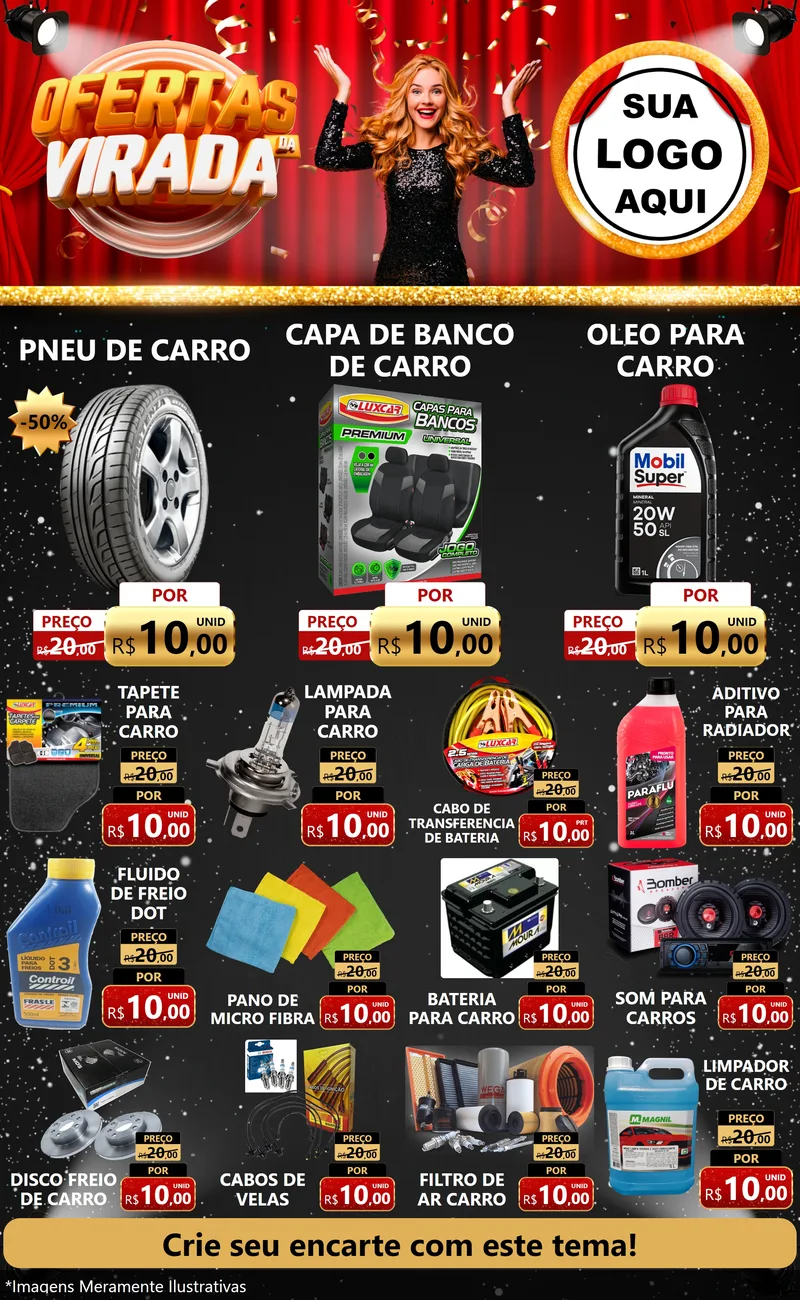 Modelo de Encarte para Encarte Grande com o tema Ofertas da Virada para Auto peças