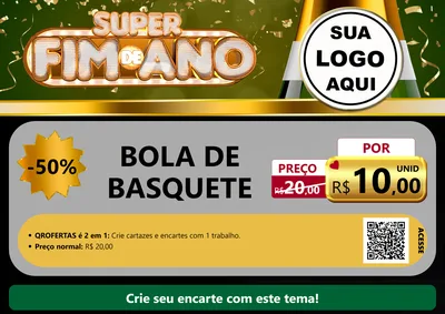 Modelo de Cartaz para Cartaz A4 Horizontal com o tema Super Fim de Ano para Artigos Esportivos