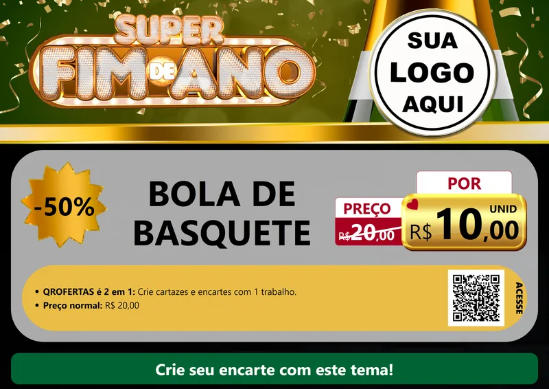 Modelo de Cartaz para Cartaz A4 Horizontal com o tema Super Fim de Ano para Artigos Esportivos
