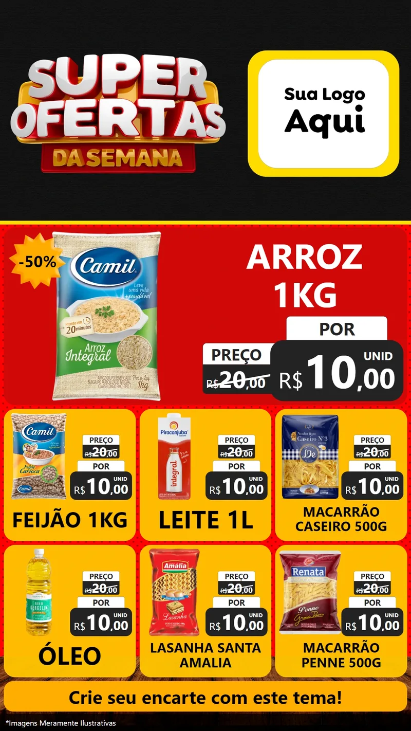 Modelo de Rede Social para Stories com o tema Super Ofertas da Semana para Supermercado