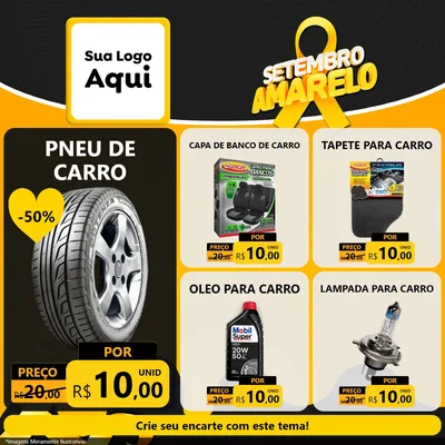 Modelo de Rede Social para Feed Facebook com o tema Setembro Amarelo para Auto peças